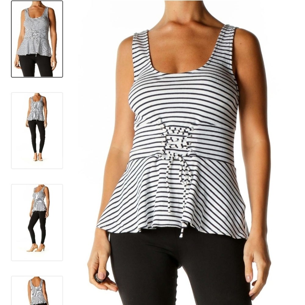 EUC • express striped peplum corset style top